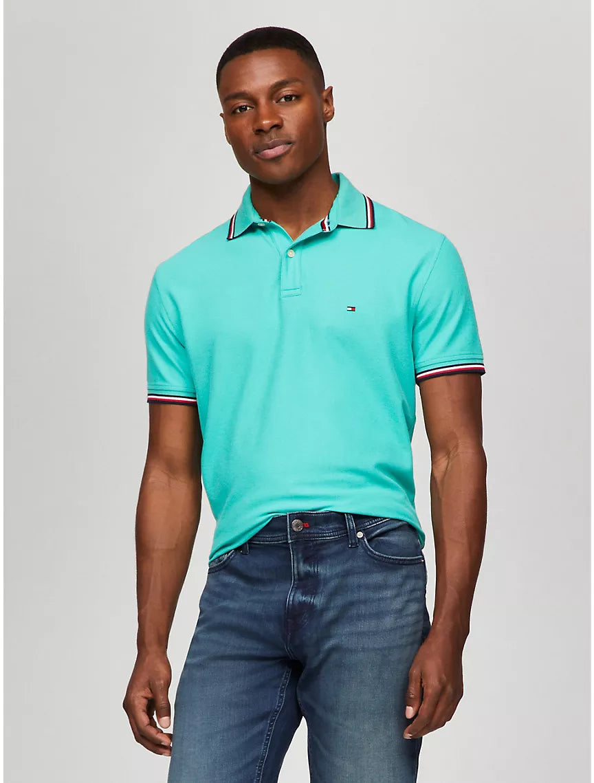 Tommy Hilfiger Regular Fit Tommy Wicking Polo - Water Garden