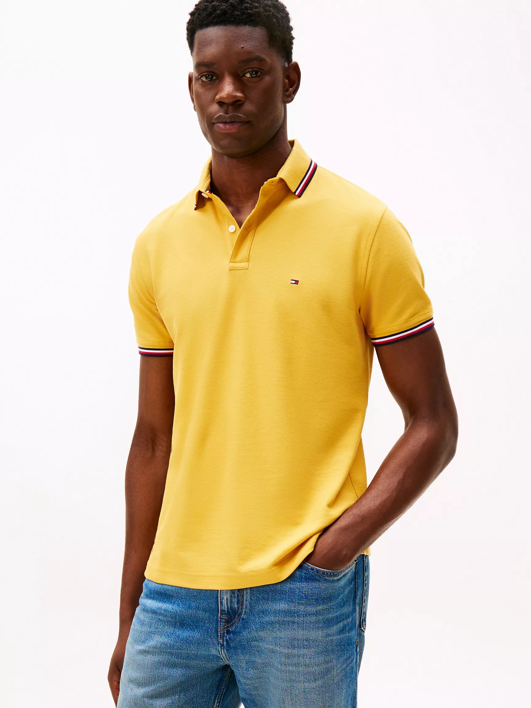 Tommy Mens' Regular Fit Tommy Wicking Polo/ Mustard