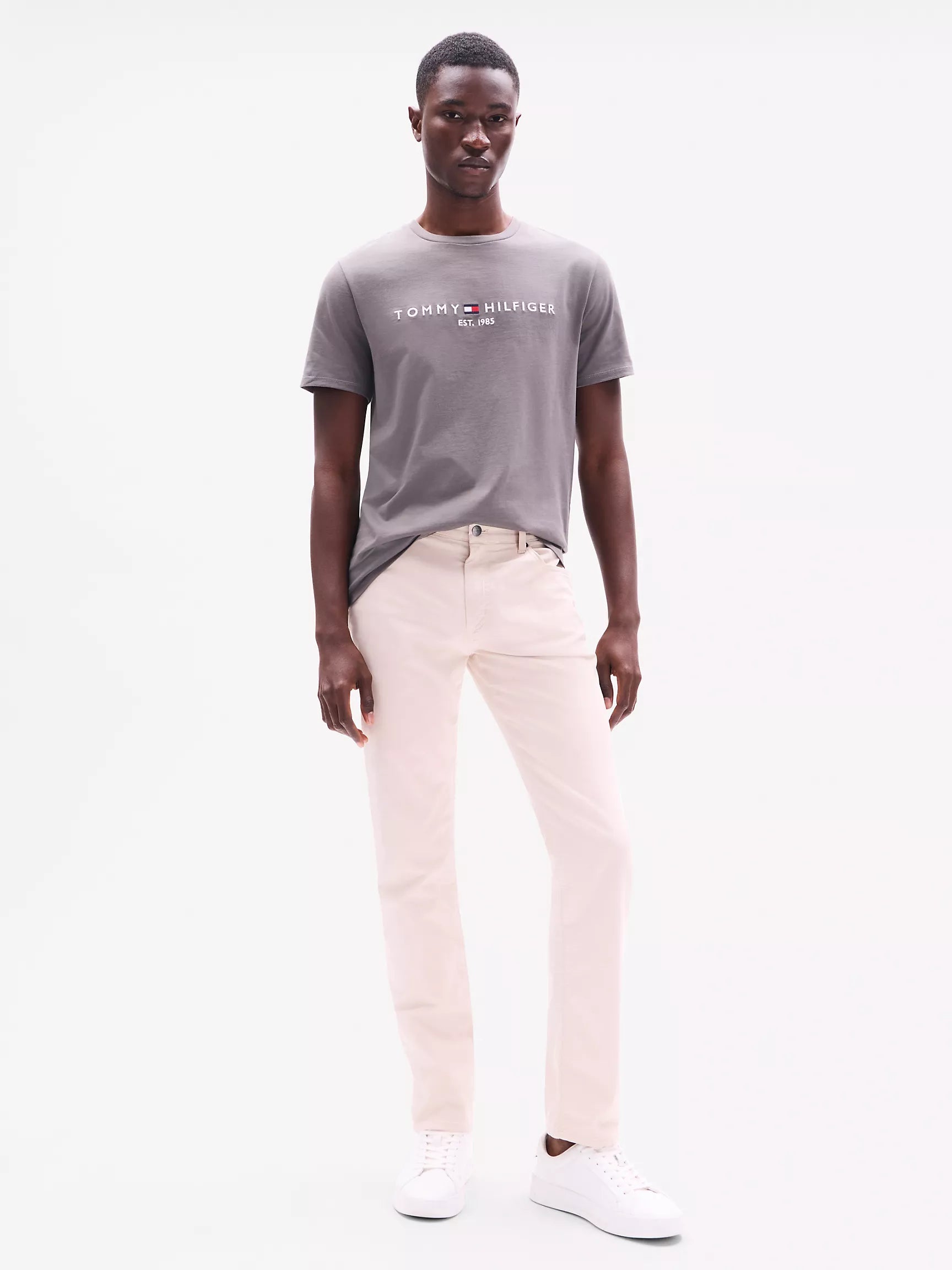 Tommy Mens' Embroidered Tommy Logo T-Shirt Grey