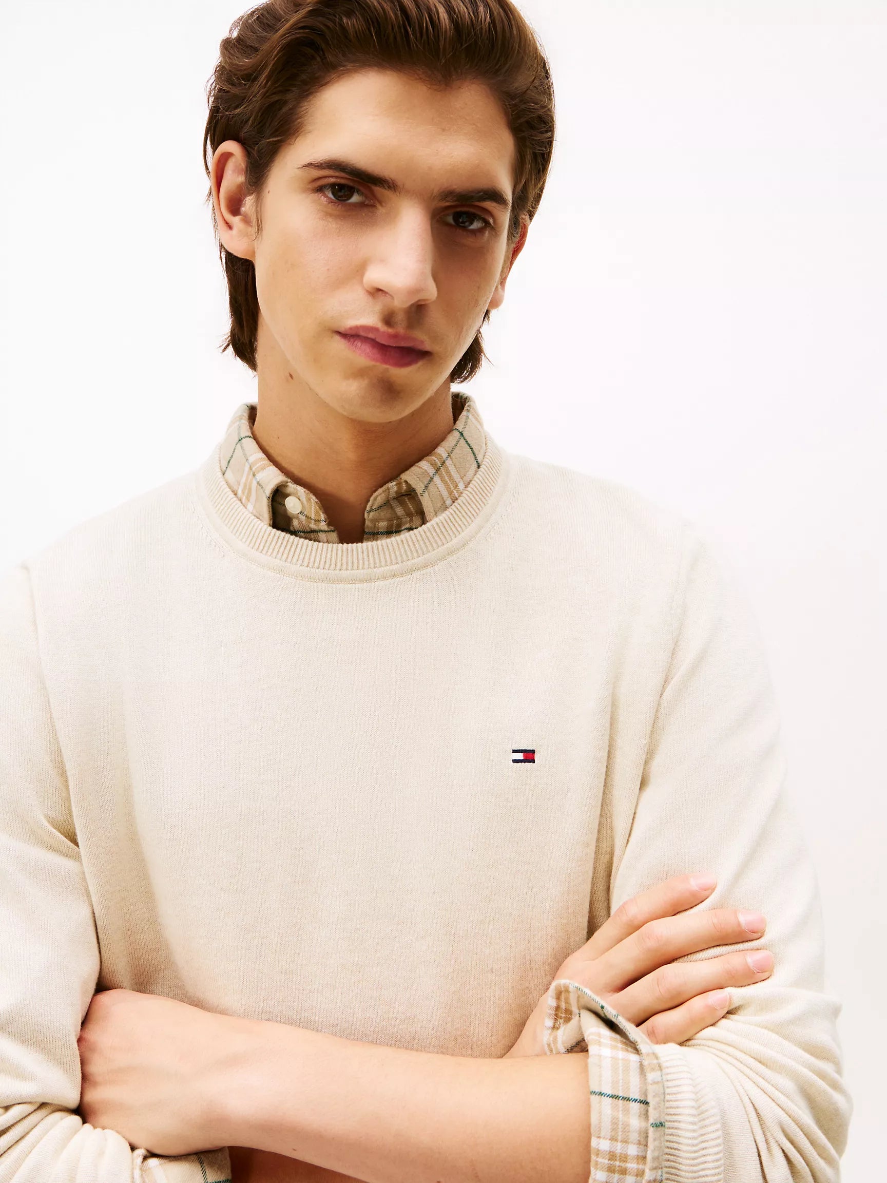 Tommy MENS' Classic Crewneck Sweater BEIGE