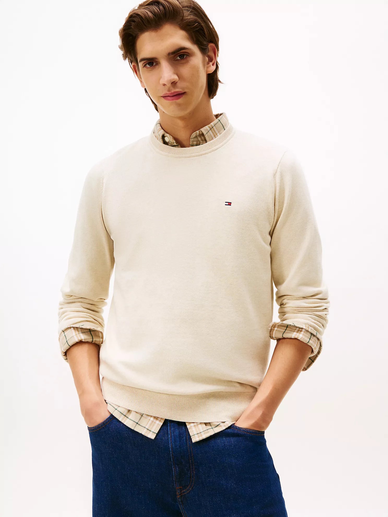 Tommy MENS' Classic Crewneck Sweater BEIGE