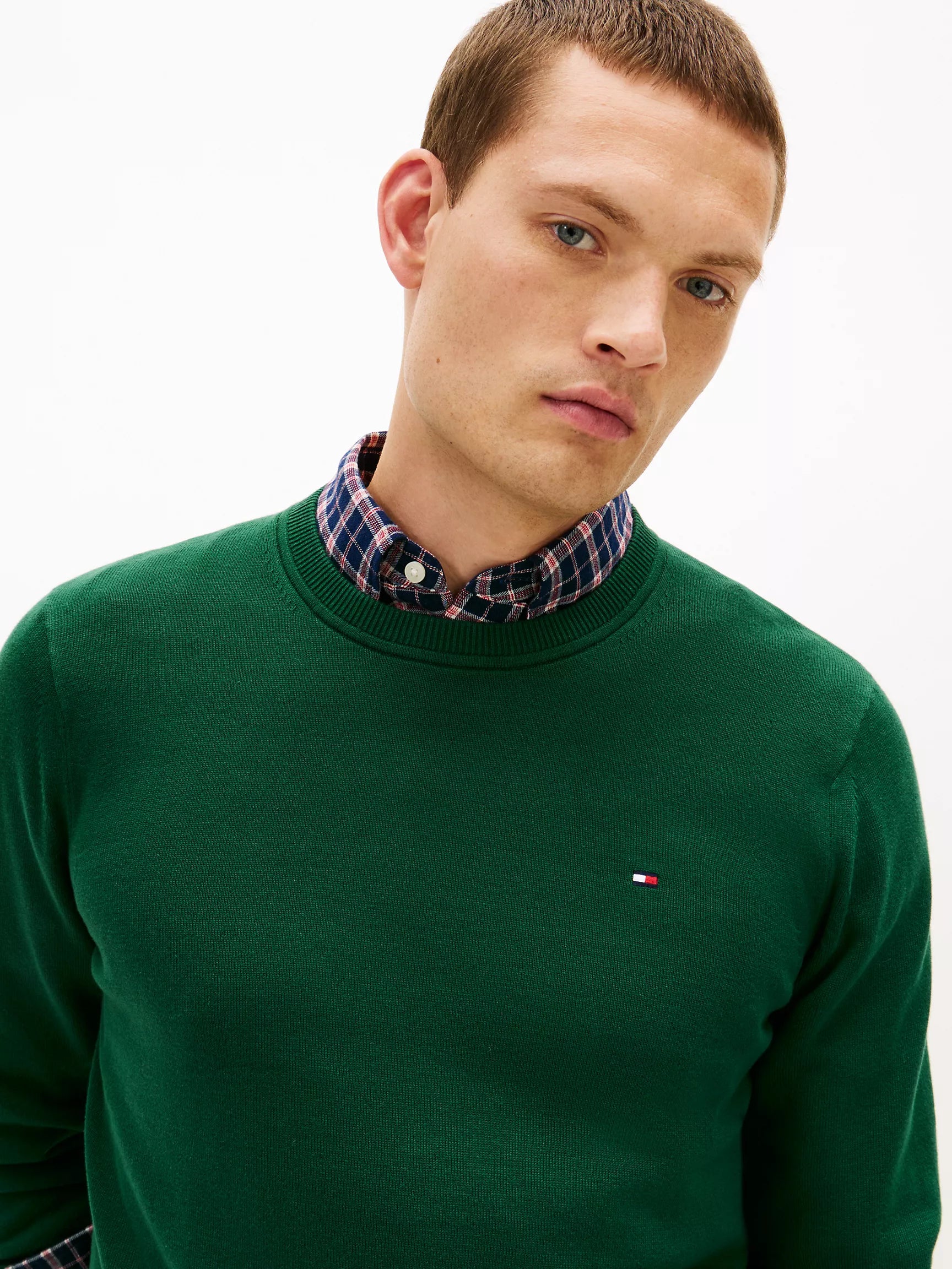 Tommy MENS' Classic Crewneck Sweater Ornamental Green