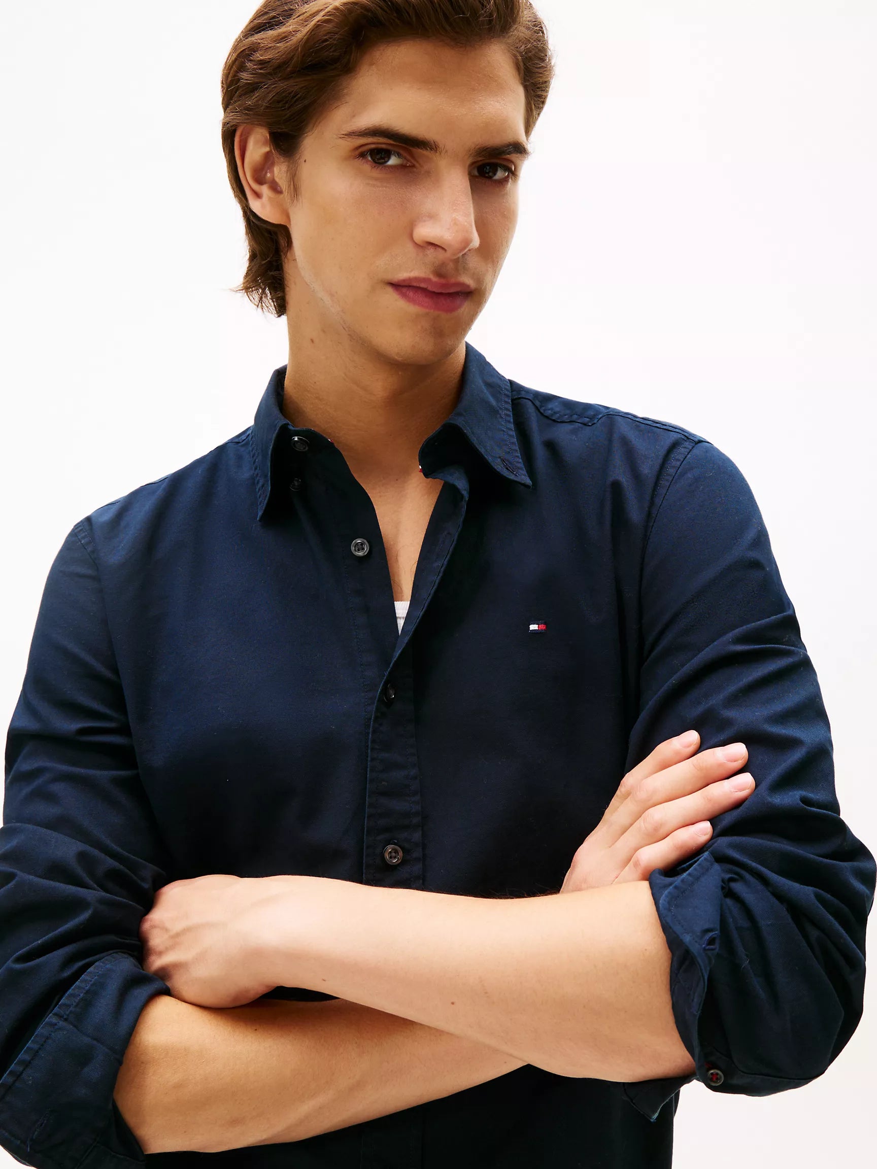 Tommy Mens' Regular Fit Stretch Oxford Shirt/Navy