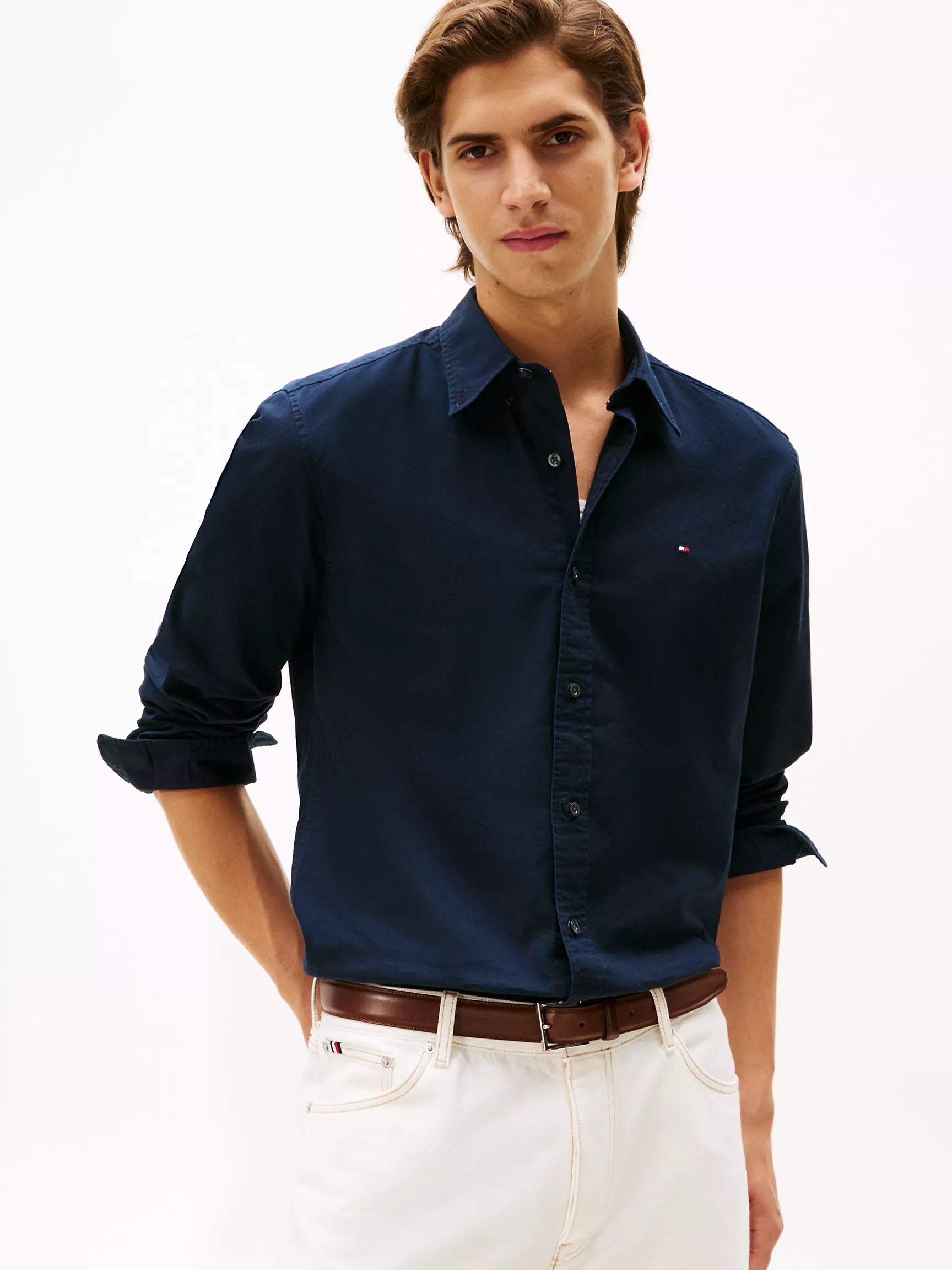 Tommy Mens' Regular Fit Stretch Oxford Shirt/Navy