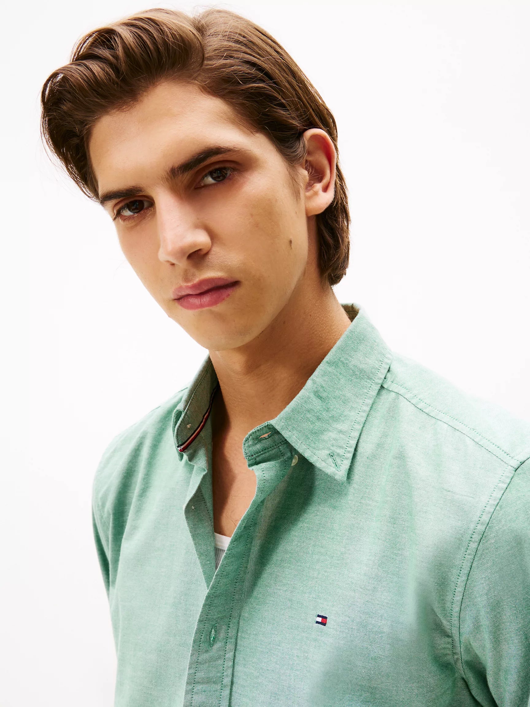 Tommy Mens' Regular Fit Stretch Oxford Shirt /Nouveau Green