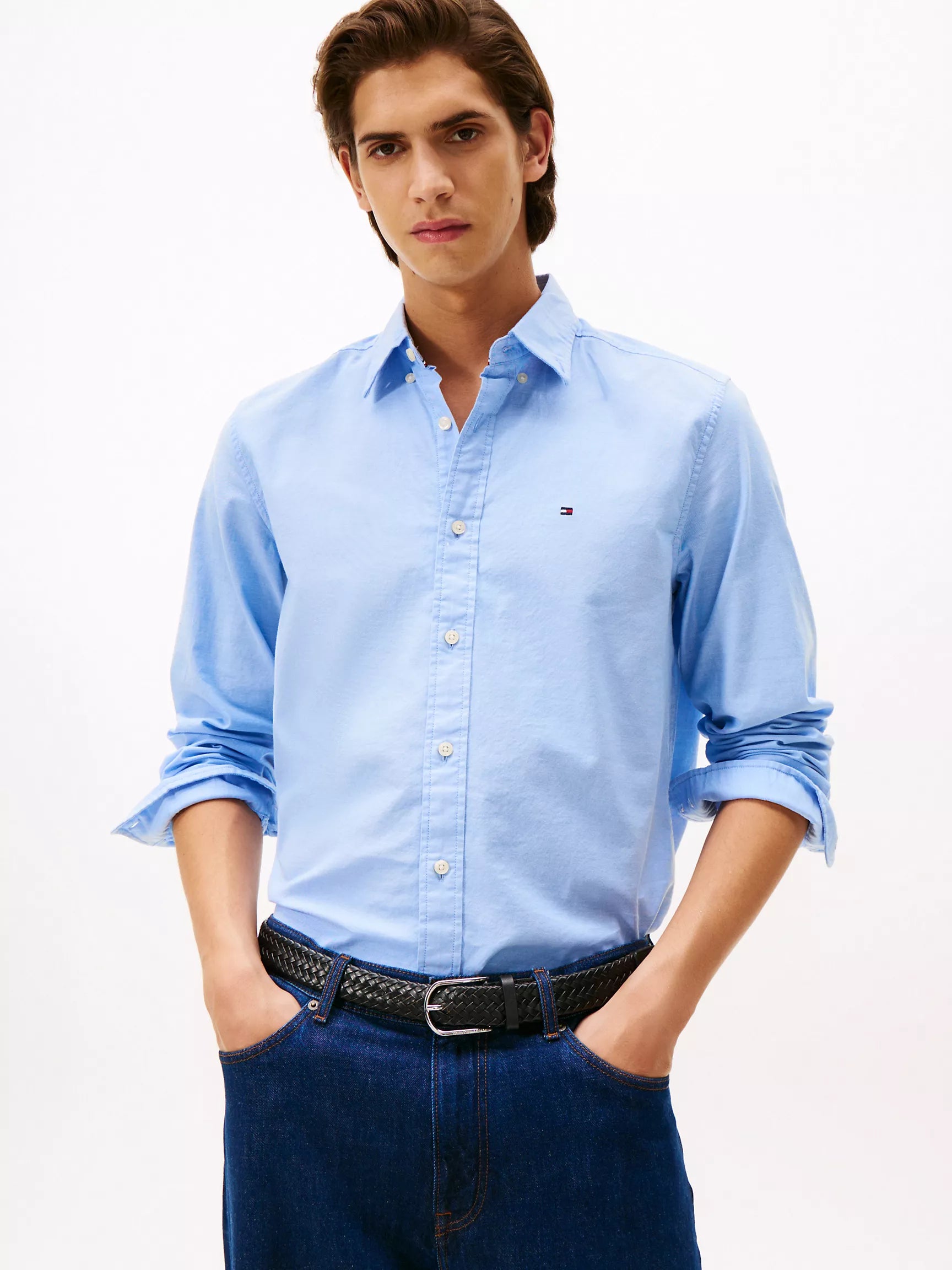 Tommy Mens' Regular Fit Stretch Oxford Shirt/ Provence