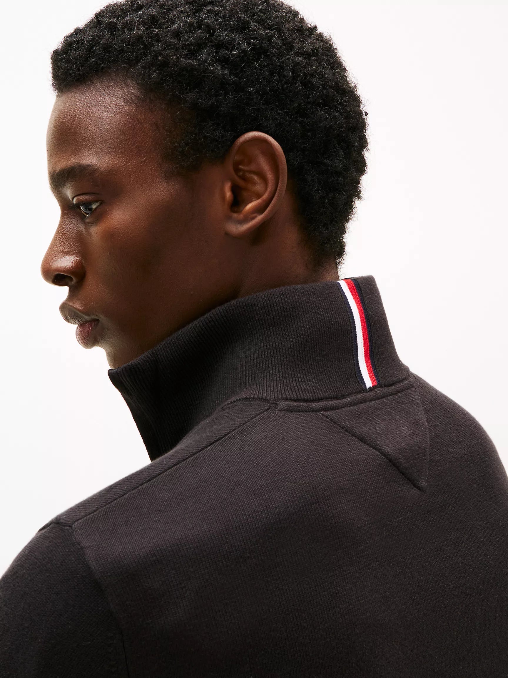 Tommy MENS' Classic Quarter-Zip Sweater BLACK