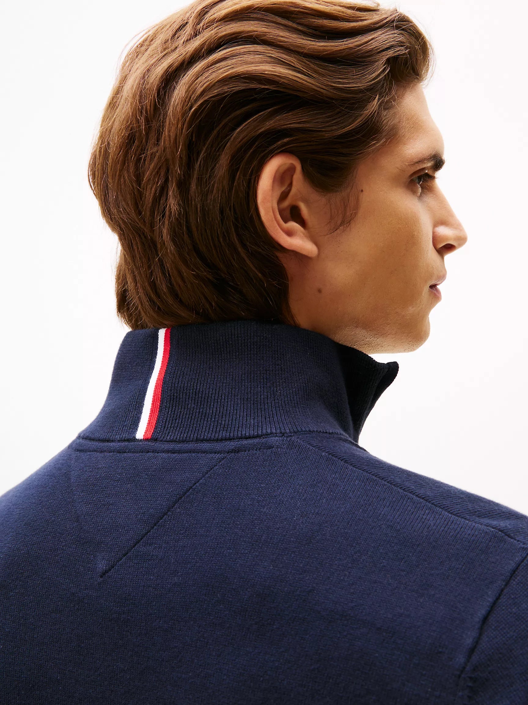 Tommy MENS' Classic Quarter-Zip Sweater Navy