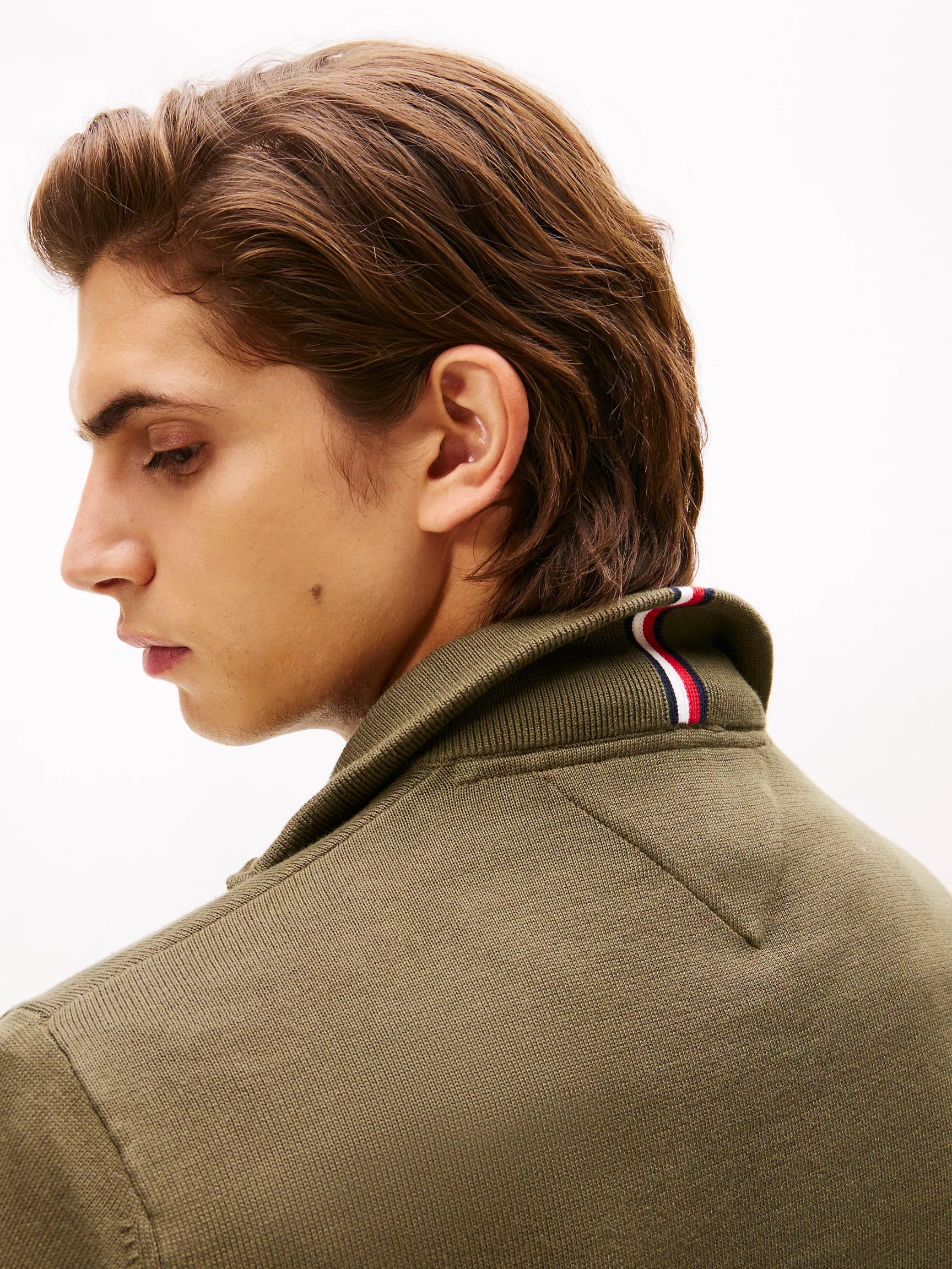Tommy MENS' Classic Quarter-Zip Sweater Army Green