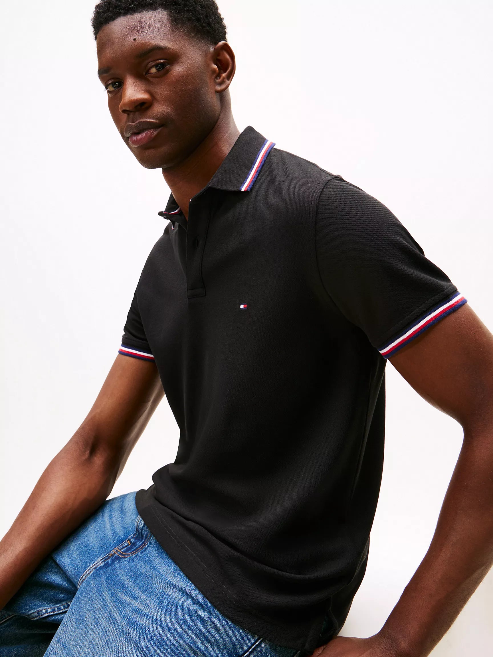 Tommy Mens' Regular Fit Tommy Wicking Polo/ Black