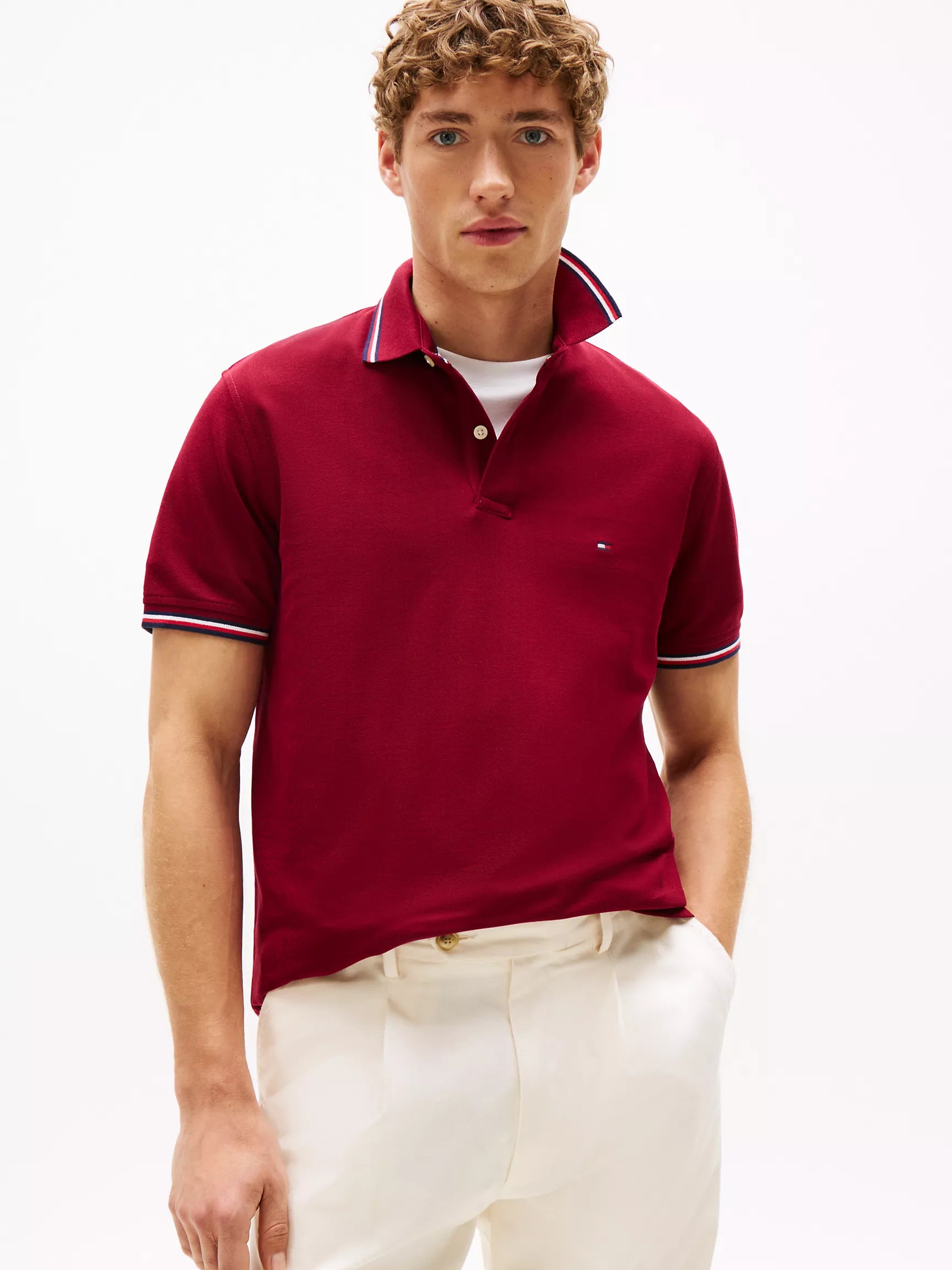 Tommy Mens' Regular Fit Tommy Wicking Polo/ Rouge