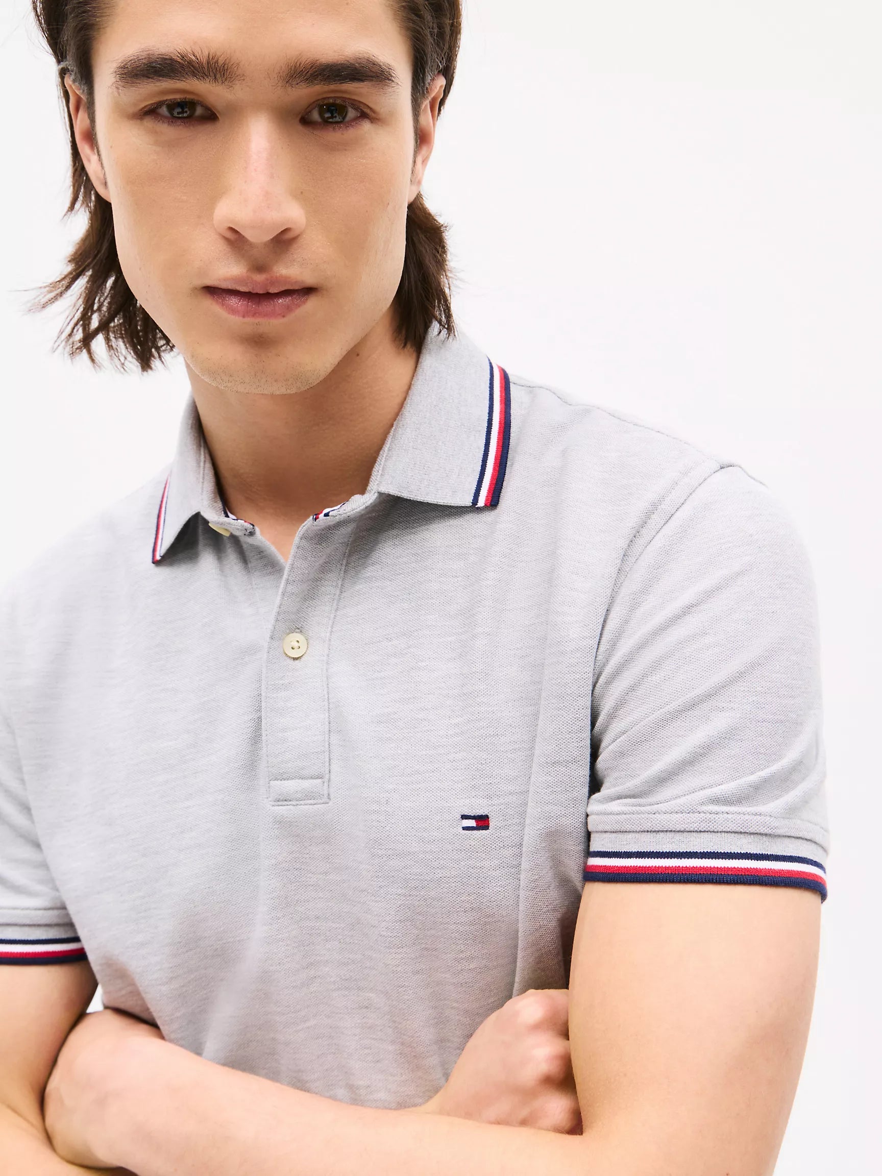 Tommy Mens' Regular Fit Tommy Wicking Polo/ Light Grey Heather