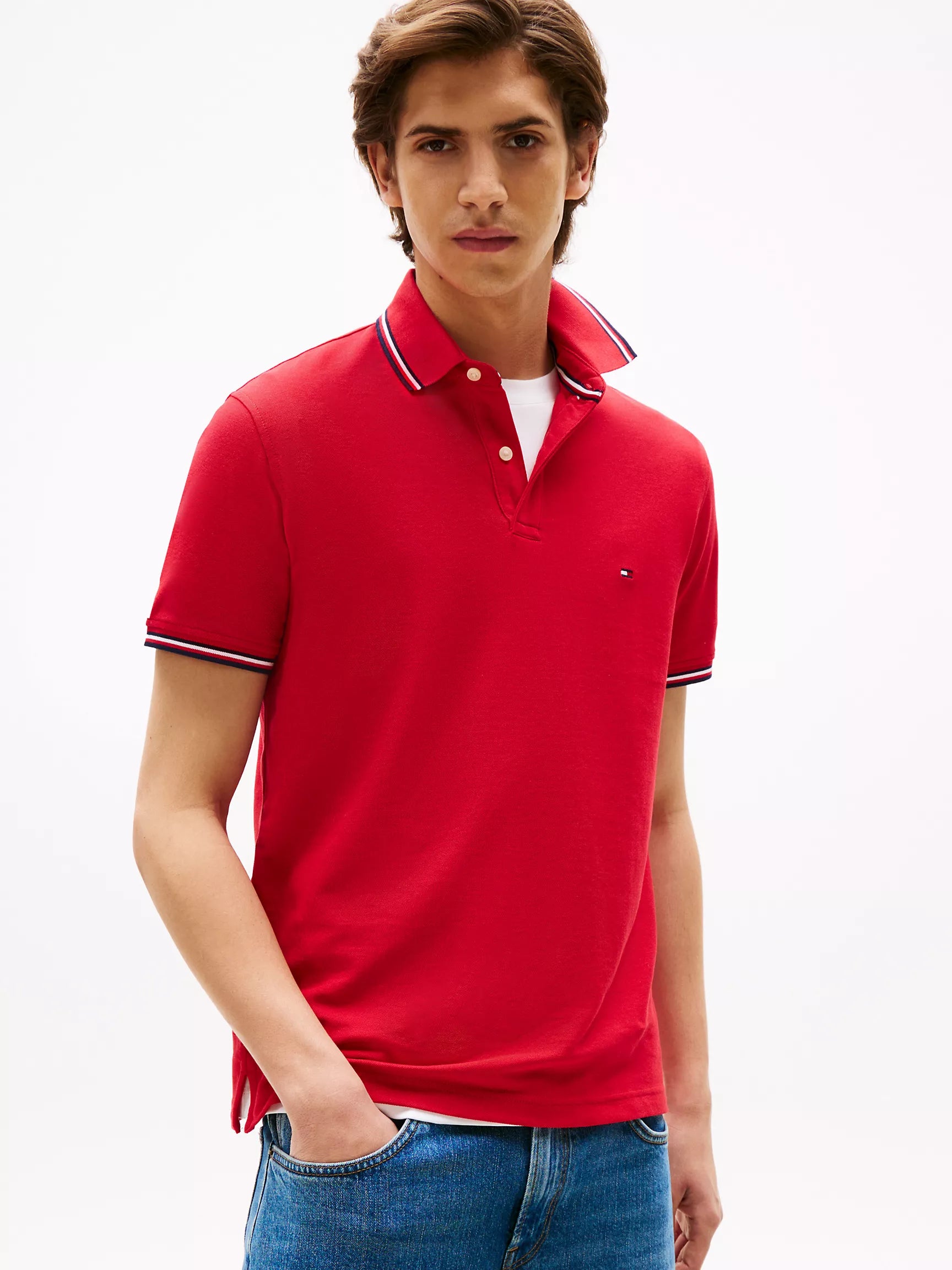 Tommy Mens' Regular Fit Tommy Wicking Polo/ Primary Red
