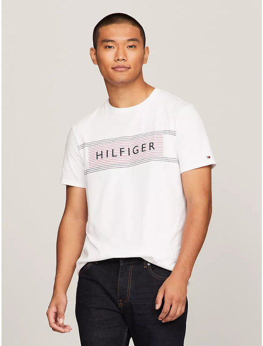 Tommy Hilfiger Hilfiger Stripe Flag Logo T-Shirt - Optic White