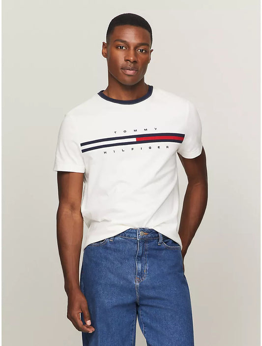 Tommy Hilfiger Flag Logo T-Shirt - Optic White