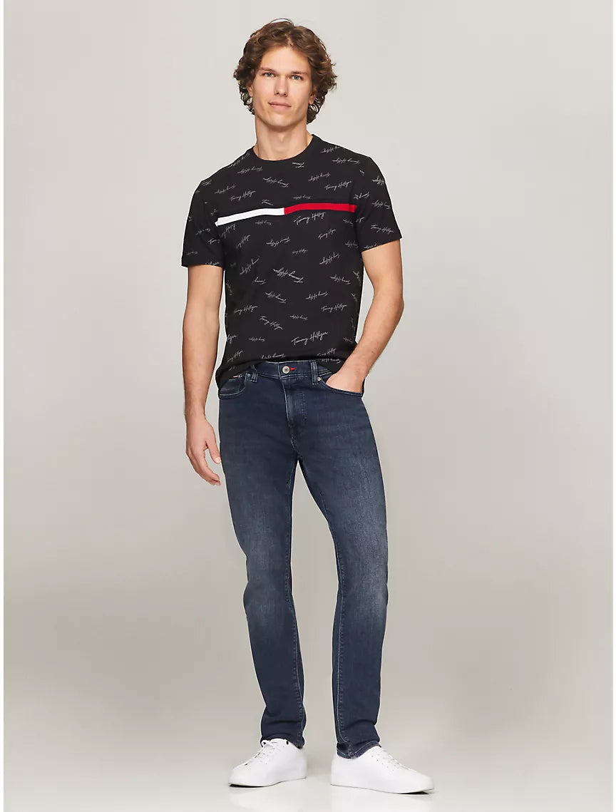 Tommy Hilfiger Signature Flag Stripe Logo T-Shirt - Black