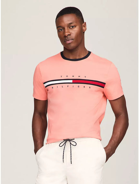 Tommy Hilfiger Flag Logo T-Shirt - Peach Dusk