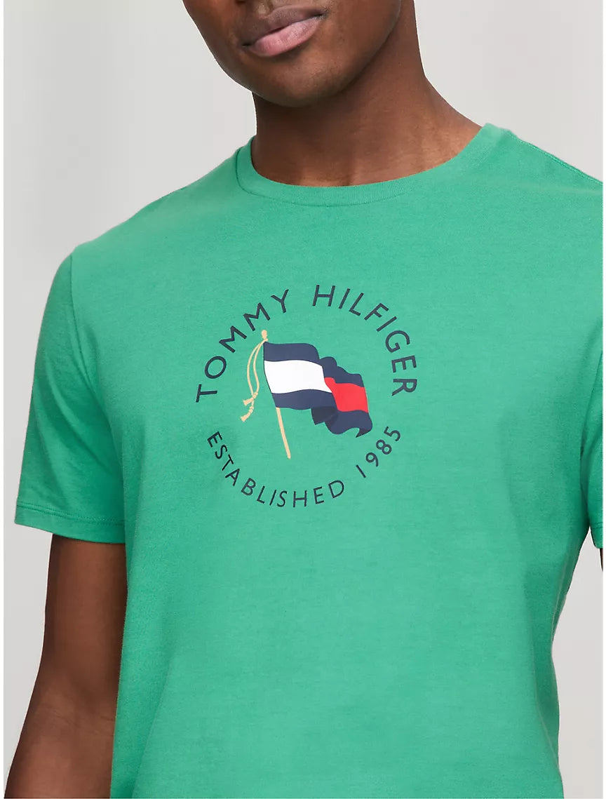 Tommy Hilfiger TH Flag Graphic T-Shirt - Palm Leaf