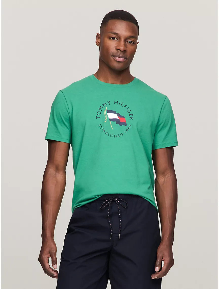 Tommy Hilfiger TH Flag Graphic T-Shirt - Palm Leaf