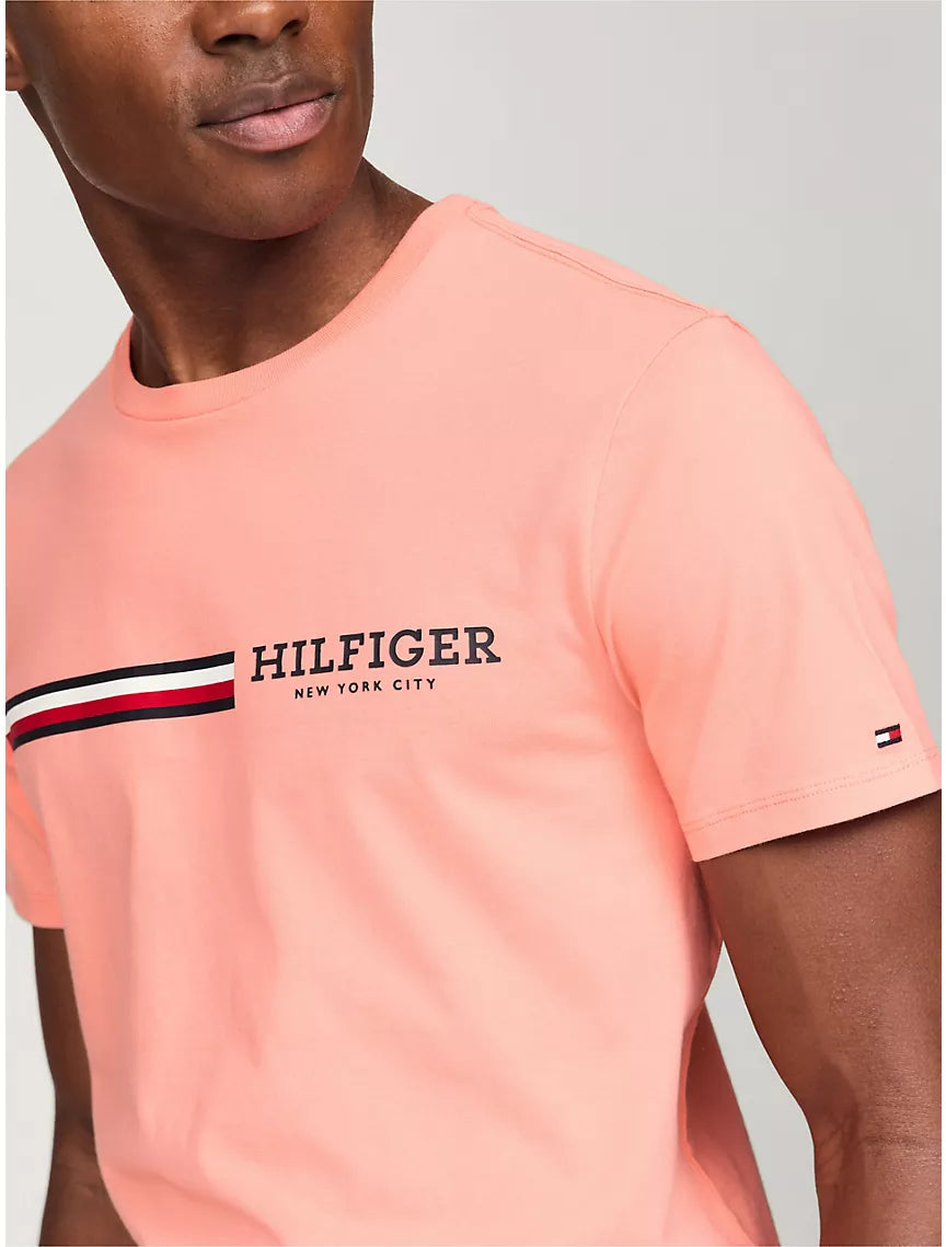 Tommy Hilfiger Signature Hilfiger Stripe Graphic T-Shirt - Peach Dusk