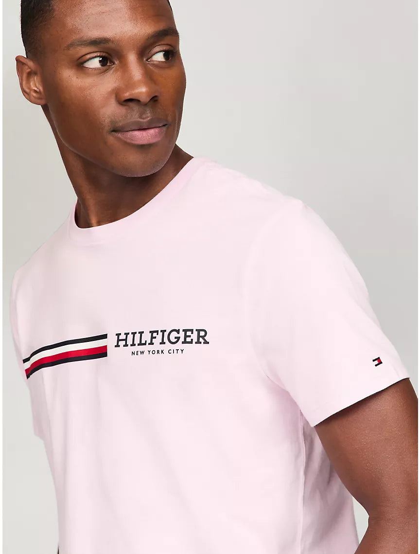 Tommy Hilfiger Signature Hilfiger Stripe Graphic T-Shirt - Simple Pink