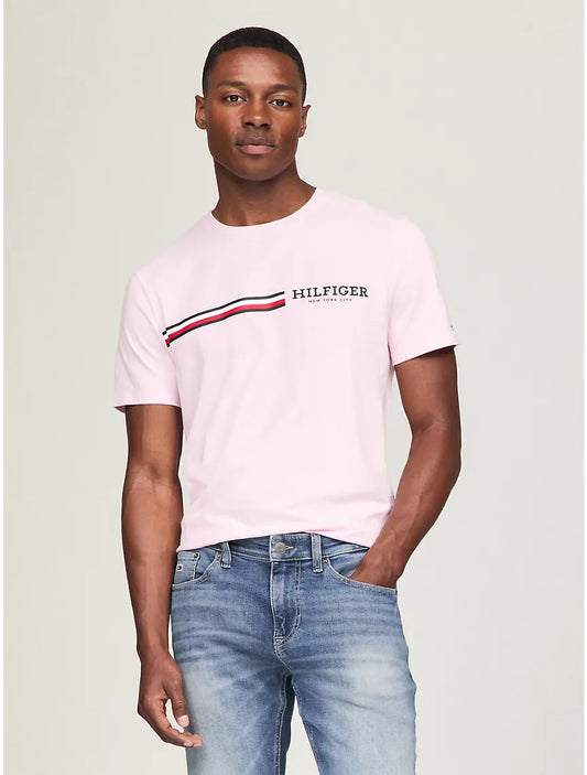 Tommy Hilfiger Signature Hilfiger Stripe Graphic T-Shirt - Simple Pink