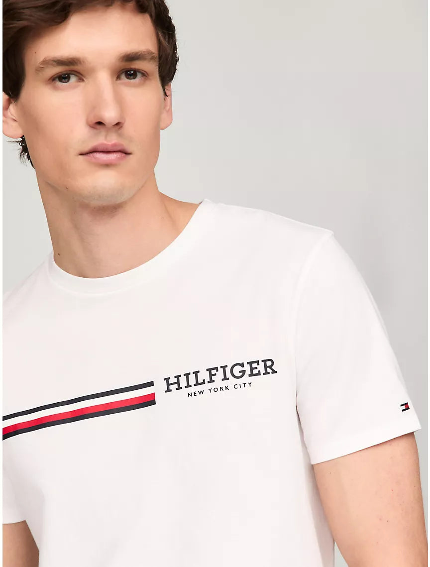 Tommy Hilfiger Signature Hilfiger Stripe Graphic T-Shirt - Optic White