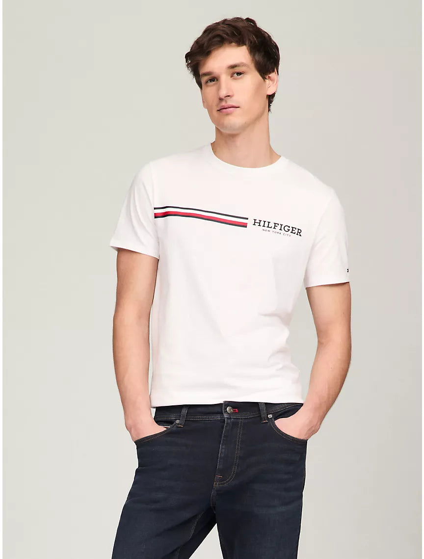 Tommy Hilfiger Signature Hilfiger Stripe Graphic T-Shirt - Optic White