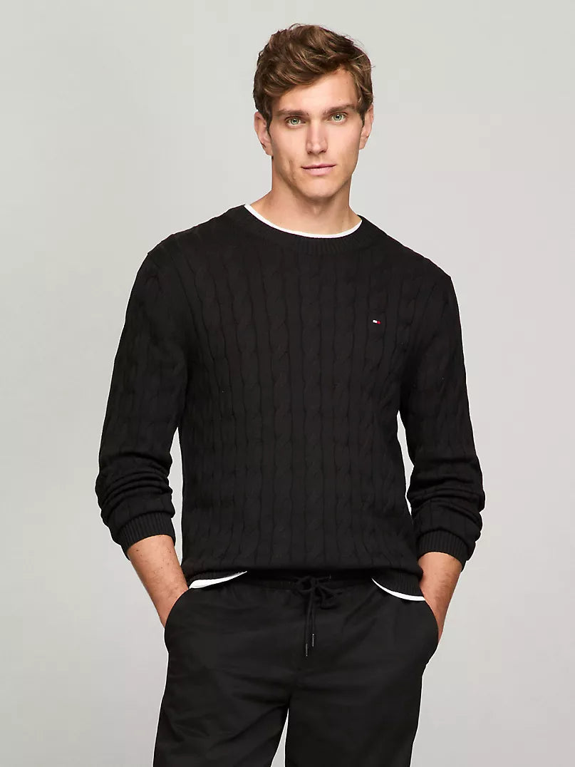 Men' Tommy Cable Knit Crew Neck Jumper