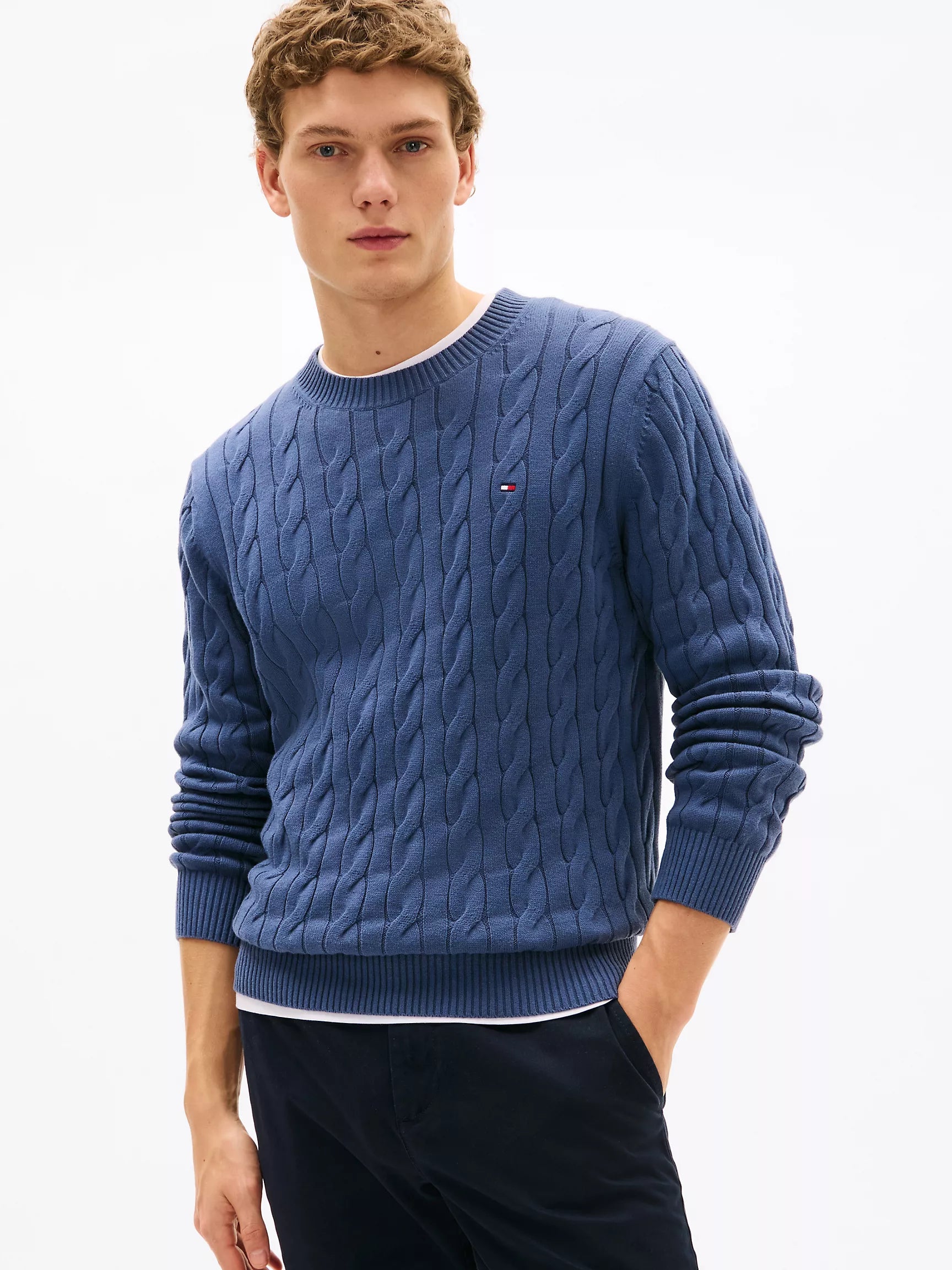 MENS' TOMMY Cable Knit Crewneck Sweater