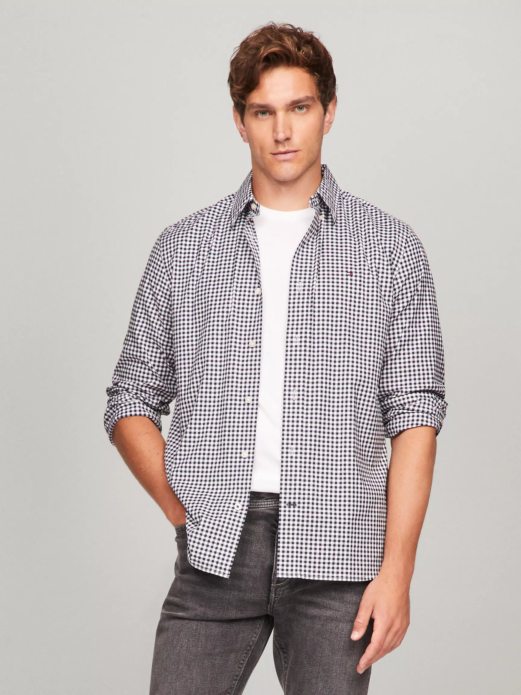 Mens' Tommy THFlex Regular Fit Gingham Poplin Shirt