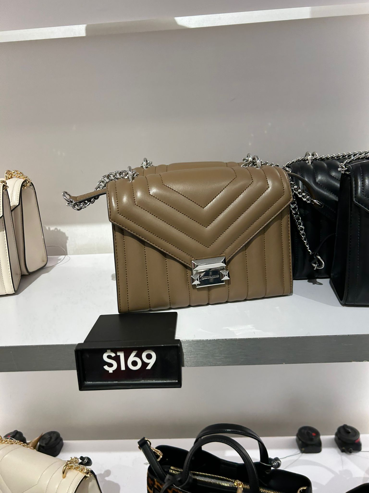 Womens' Michael Kors Whitney Medium Quilted Shoulder Bag DRIFTWOOD