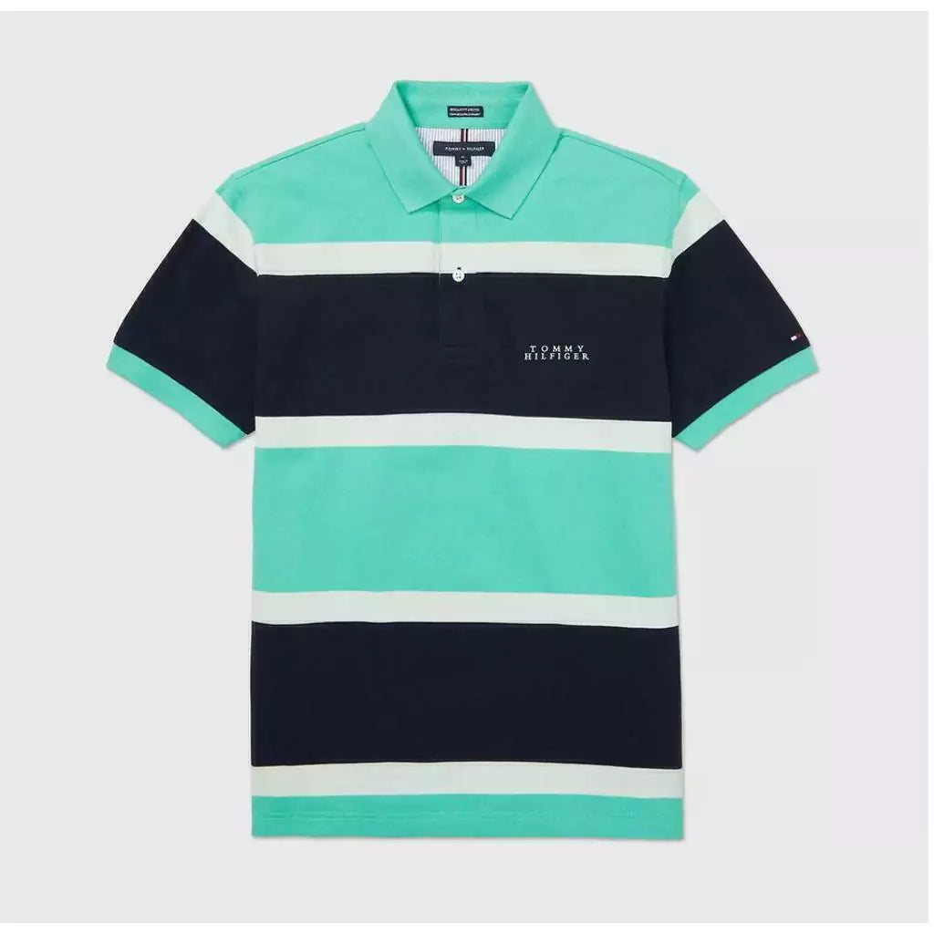 Tommy Mens' Rugby-Stripe Regular-Fit Polo