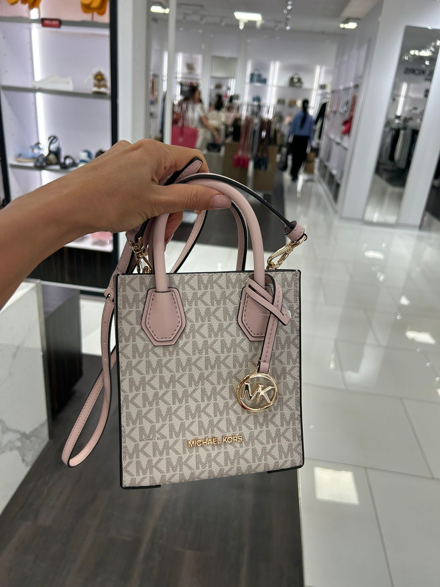 Michael Kors WOMENS' Mercer Extra-Small Logo and Leather Crossbody Bag