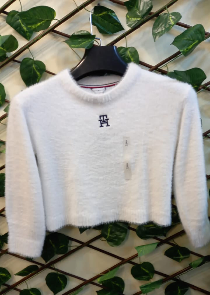 Tommy Hilfiger Girls Monogram Soft Sweater in White