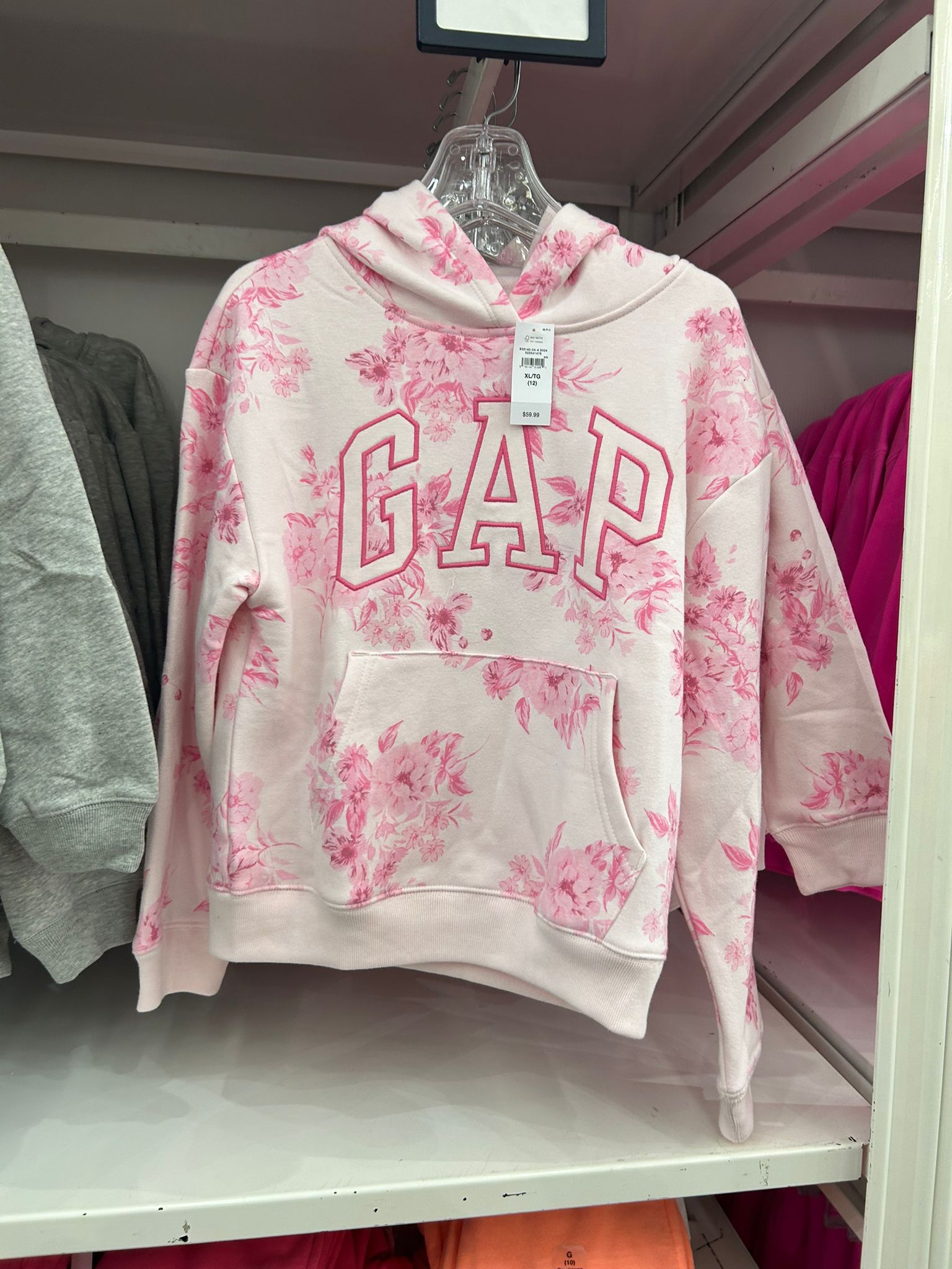 Girls Gap Purple Relaxed Gap Logo Zip Hoodie Pink Floral Print