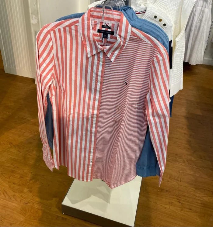 WOMEN TOMMY Adaptive Womens Mixed Stripe Shirt