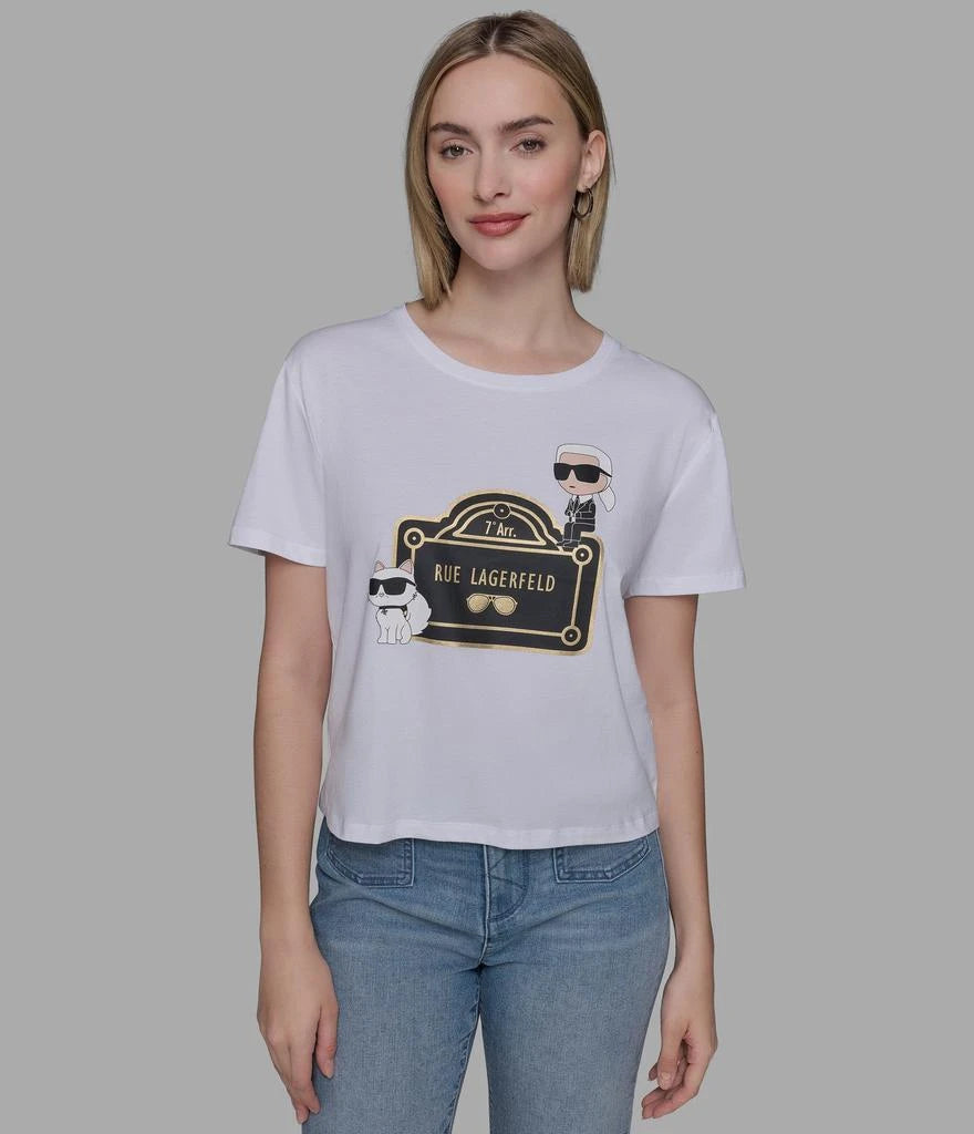 Karl Lagerfeld Paris Womens' RUE LAGERFELD DUO LOGO TEE