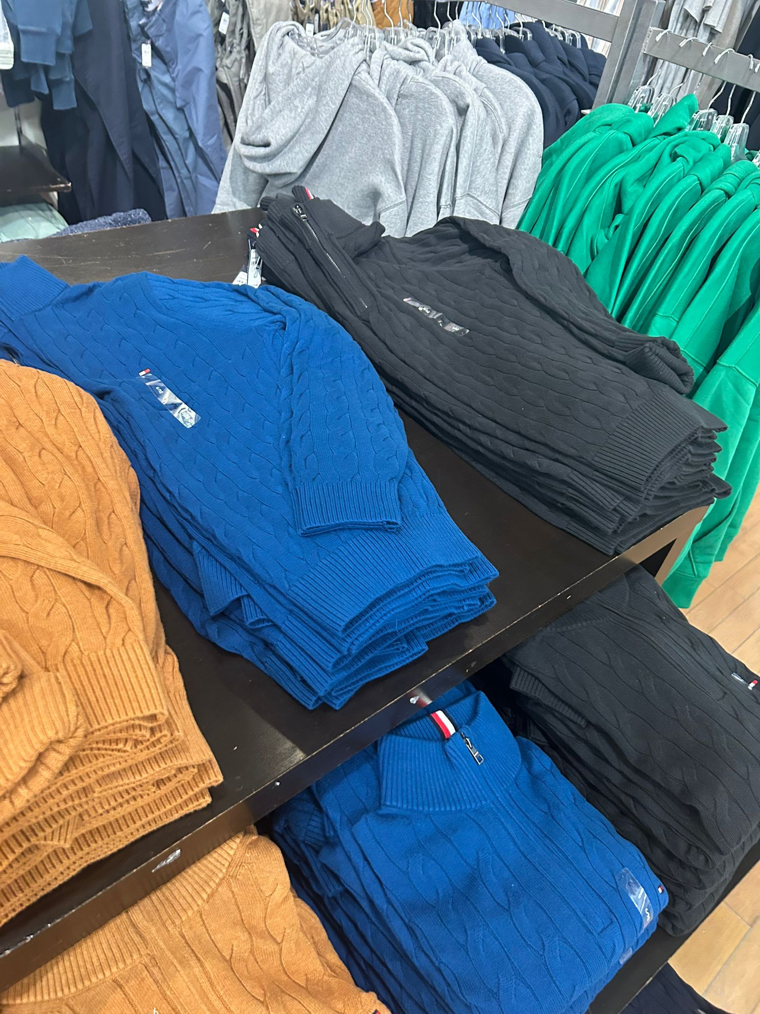 Mens' Tommy Cable Knit Quarter-Zip Sweater Deep Indigo