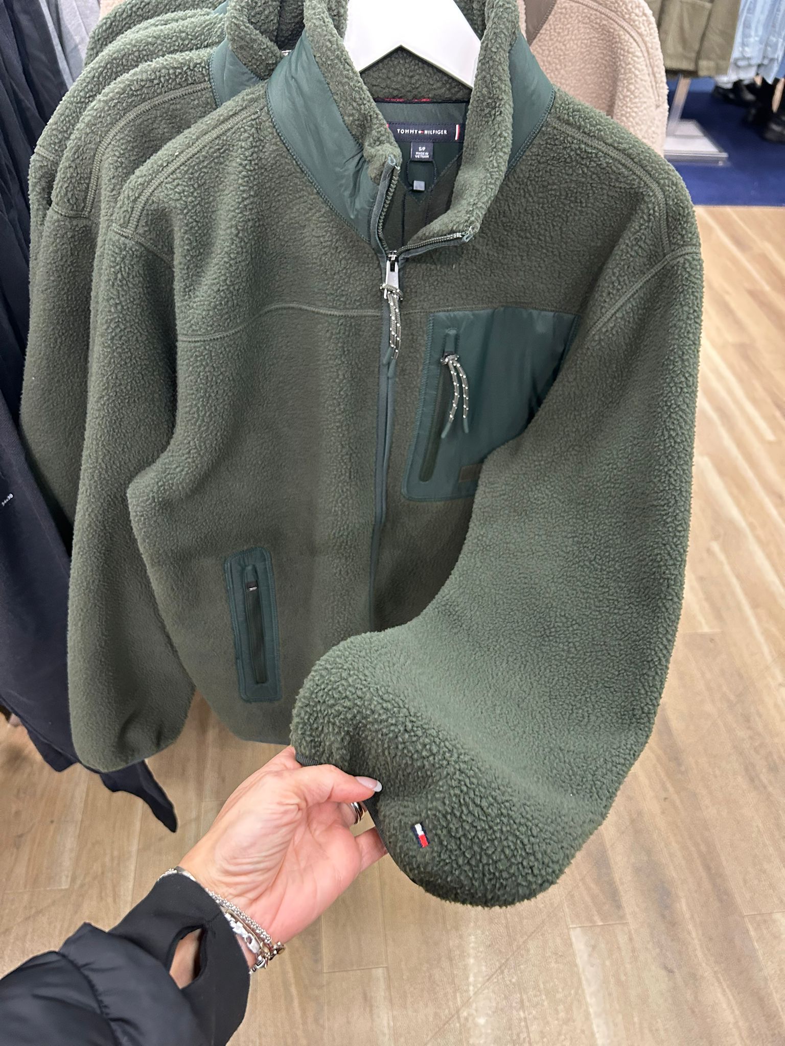 Tommy MENS' Teddy Fleece Zip Jacket Dark Olive