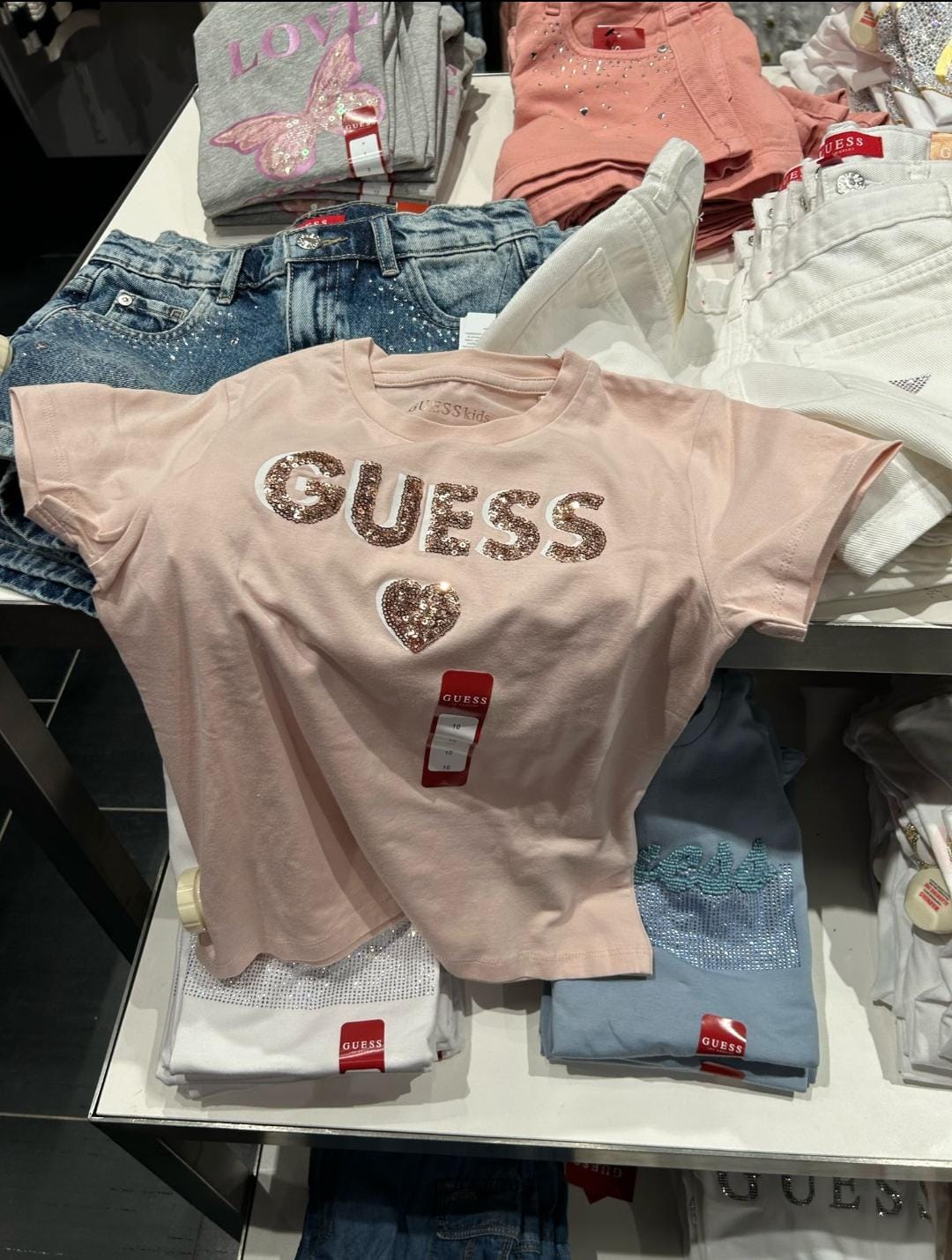Guess Girls' Eco Crewneck Tee (7-14)/ Pink