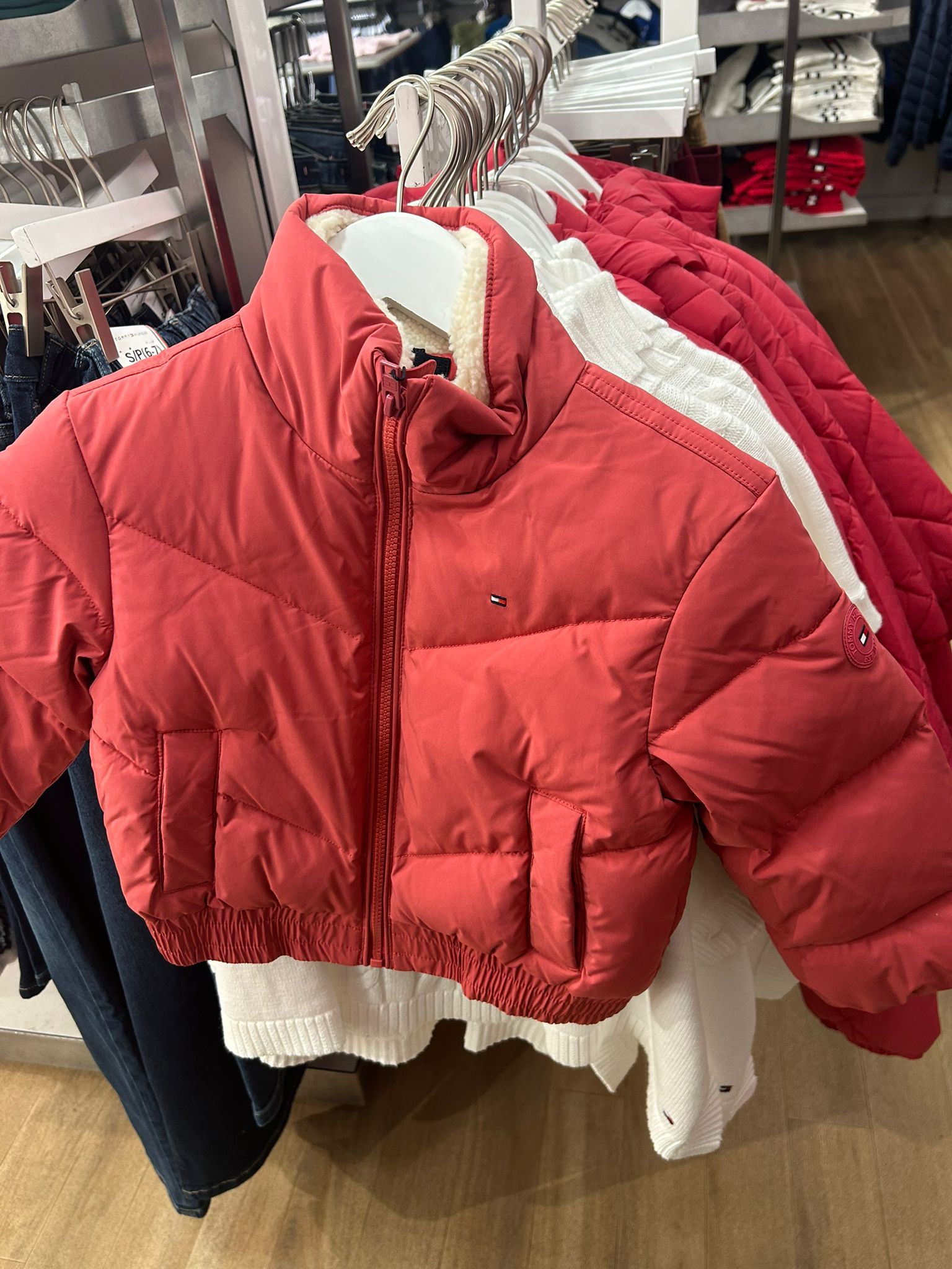 TOMMY Girls Teddy Collar Quilted Puffer Jacket Heritage Pink