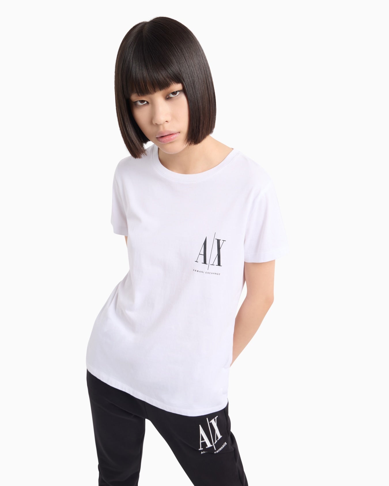 Armani Exchange Womens' Icon Project slim fit T-shirt with small logo