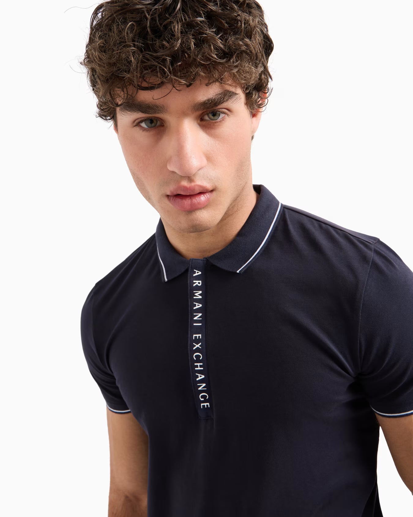 Armani Exchange Mens' Polo with contrasting logo in cotton spandex