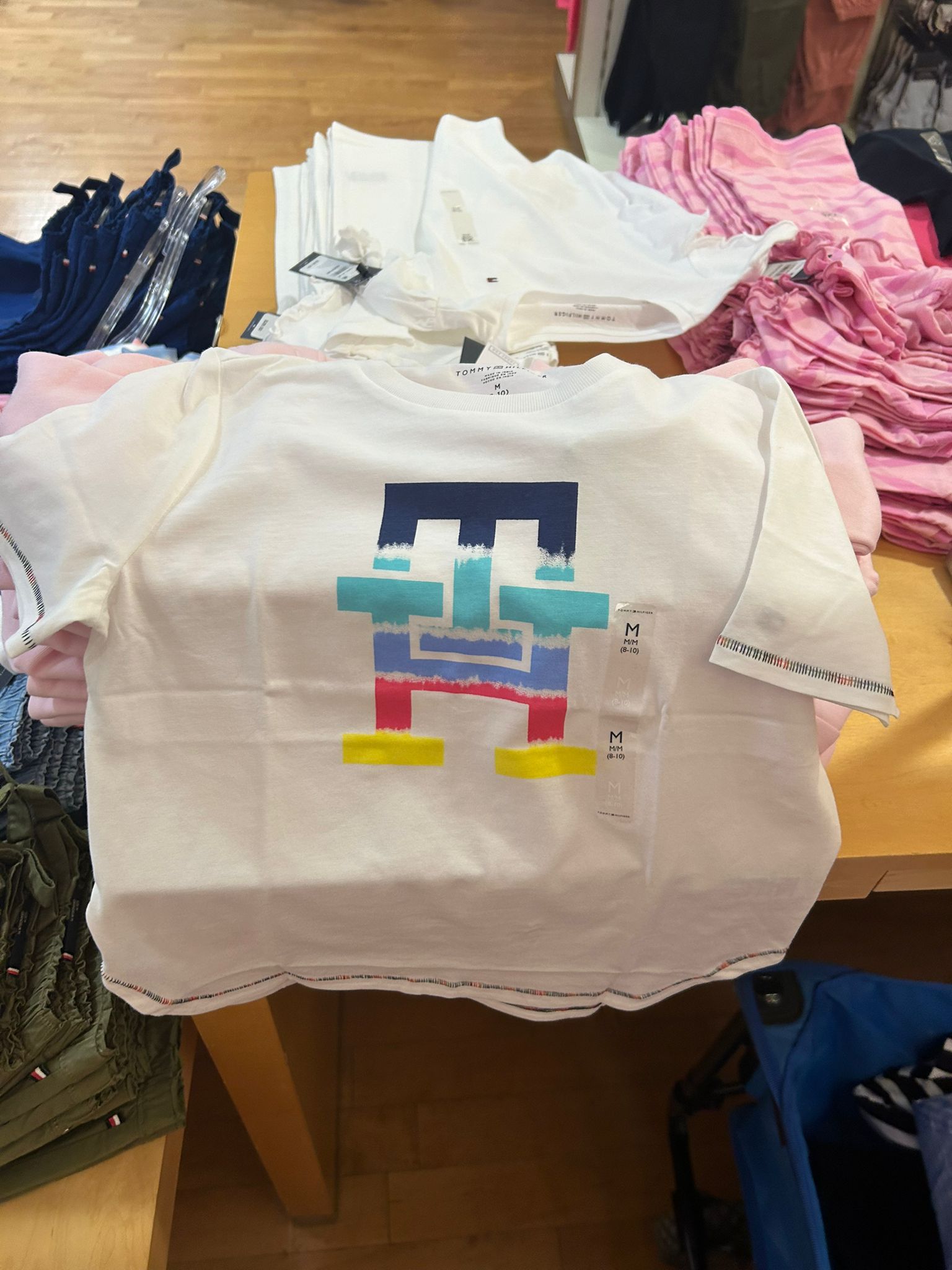 Tommy Hilfiger Girls Tie-Dye Monogram Logo T-Shirt/White