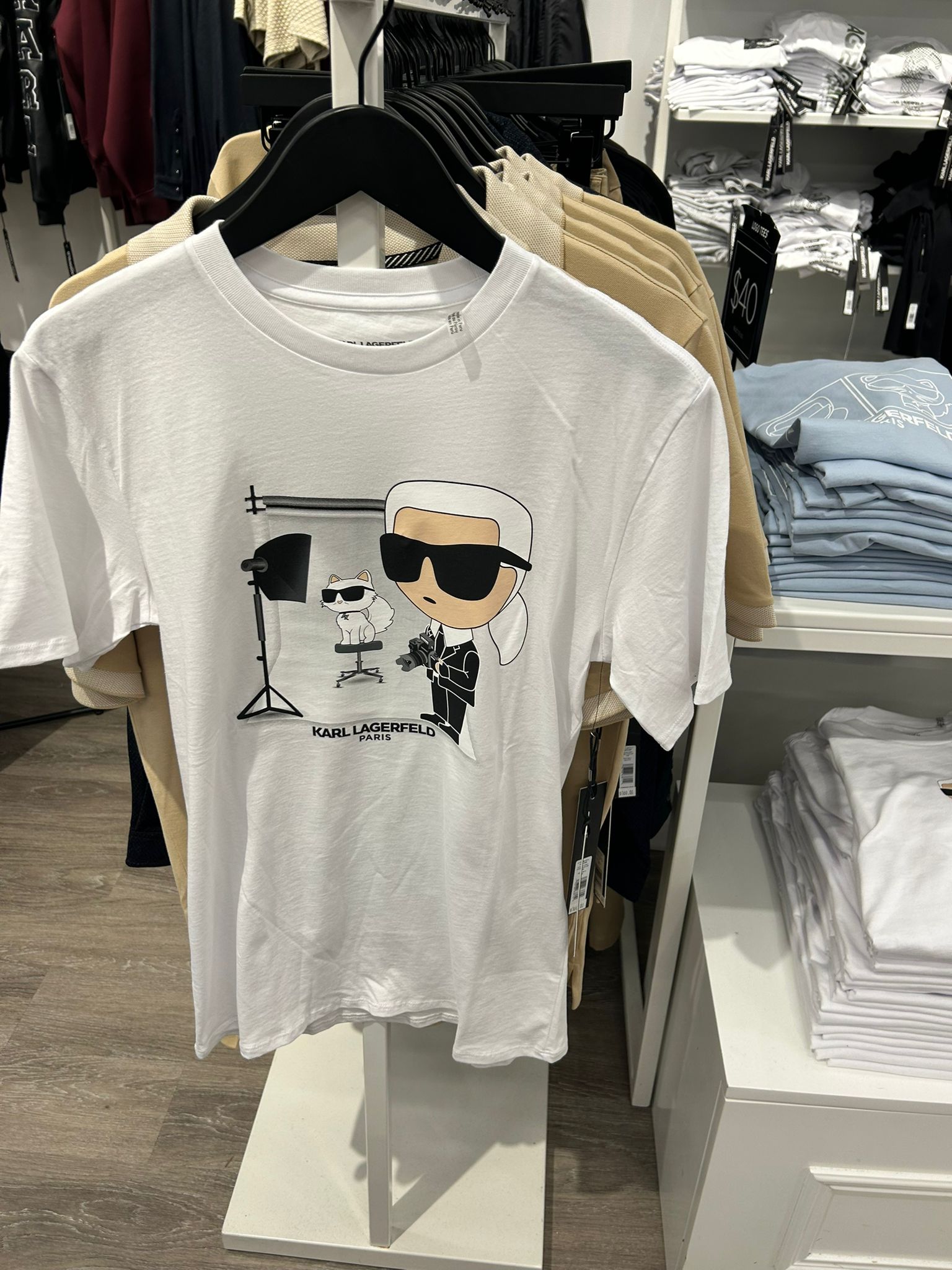 MENS' KARL LAGERFELD Paris & CHOUPETTE PHOTO T-SHIRT