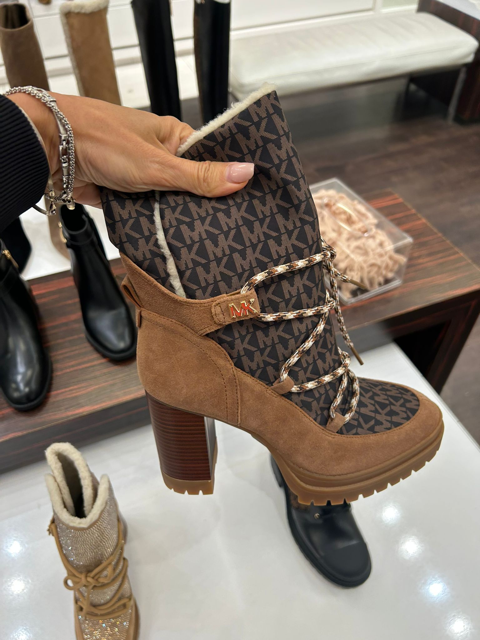 Michael Kors Womens' Culver Mixed-Media Platform Boot