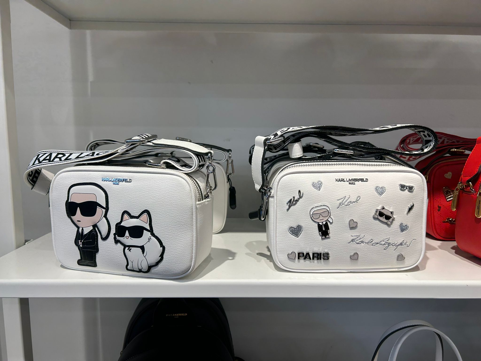 Womens' Karl Lagerfeld Paris Maybelle Crossbody with Pins white