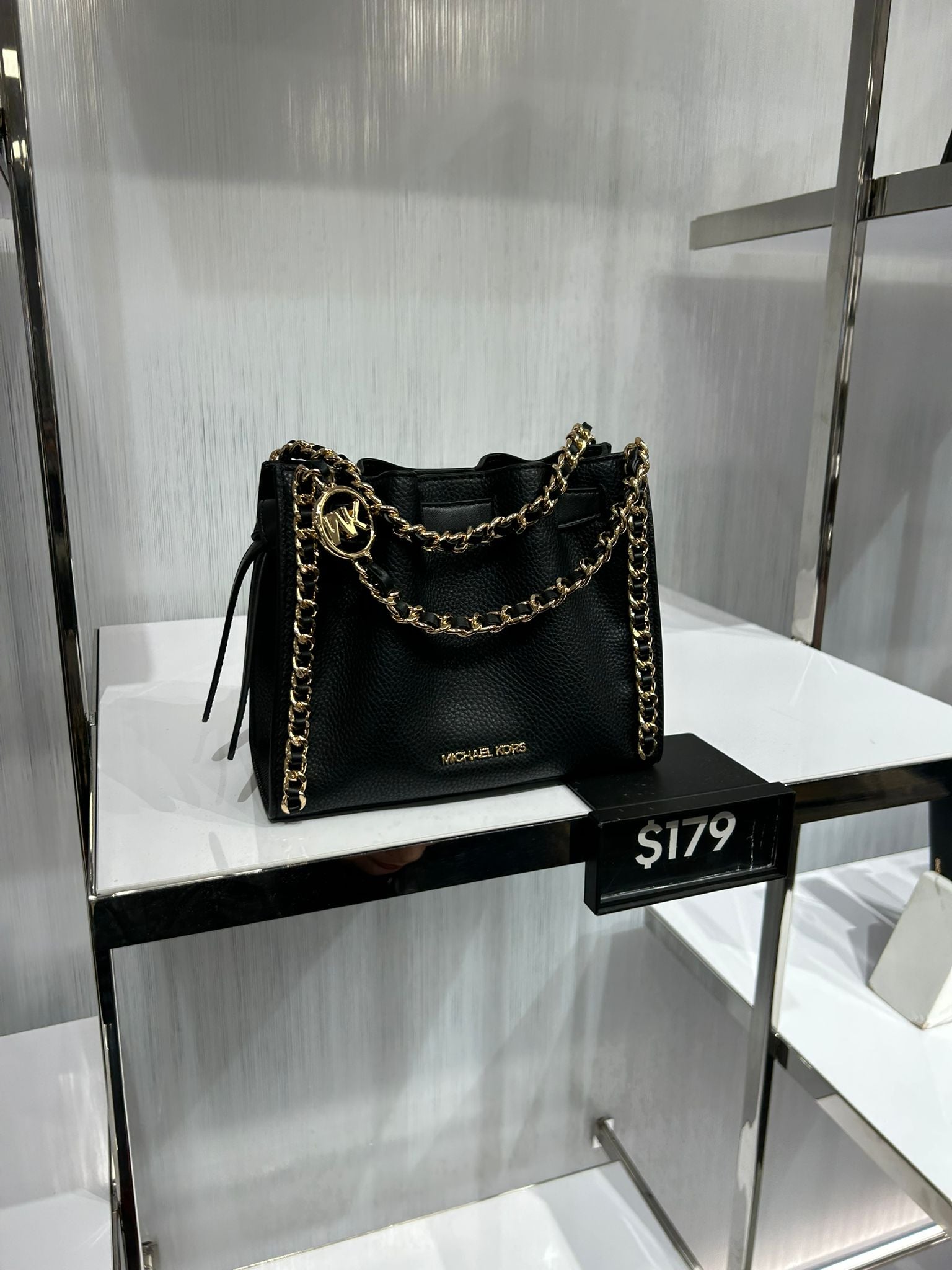 Womens' Michael Kors Mina Small Chain Convertible Crossbody Bag BLACK