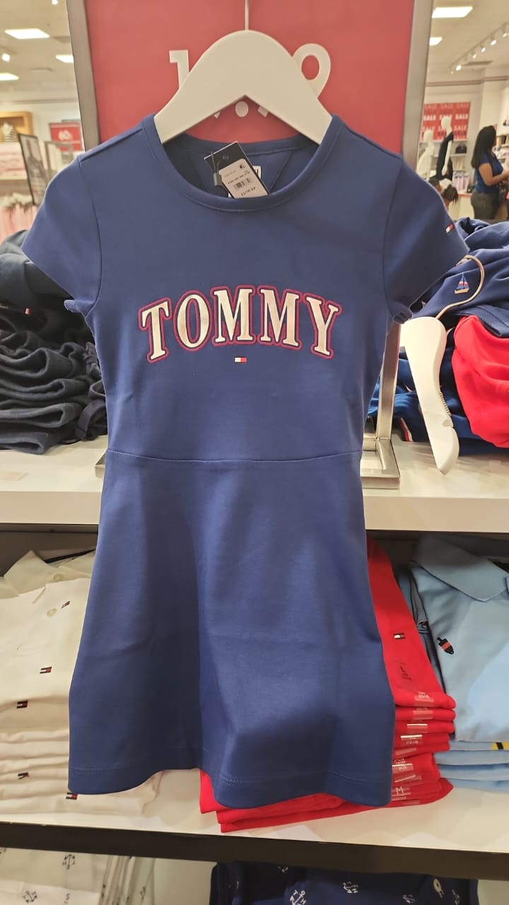 TOMMY Girls Ponte Metallic Tommy Logo Dress